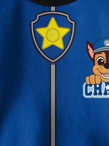 SHEIN | PAW Patrol 小男孩休闲日常通勤卡通狗徽章印花落肩宽松套头衫，秋季/春季 - 白色 - 查看 3