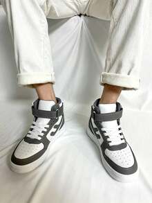 Tenis para hombre alta resistencia sintético transpirable punta redonda con cordones suela antideslizante estilo deportivo cancha tenis - Gris - Ver 2