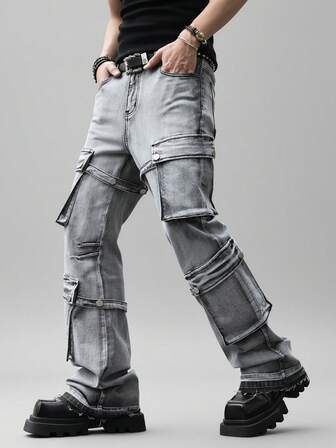 Pantalones vaqueros de carga casuales y versátiles para hombres