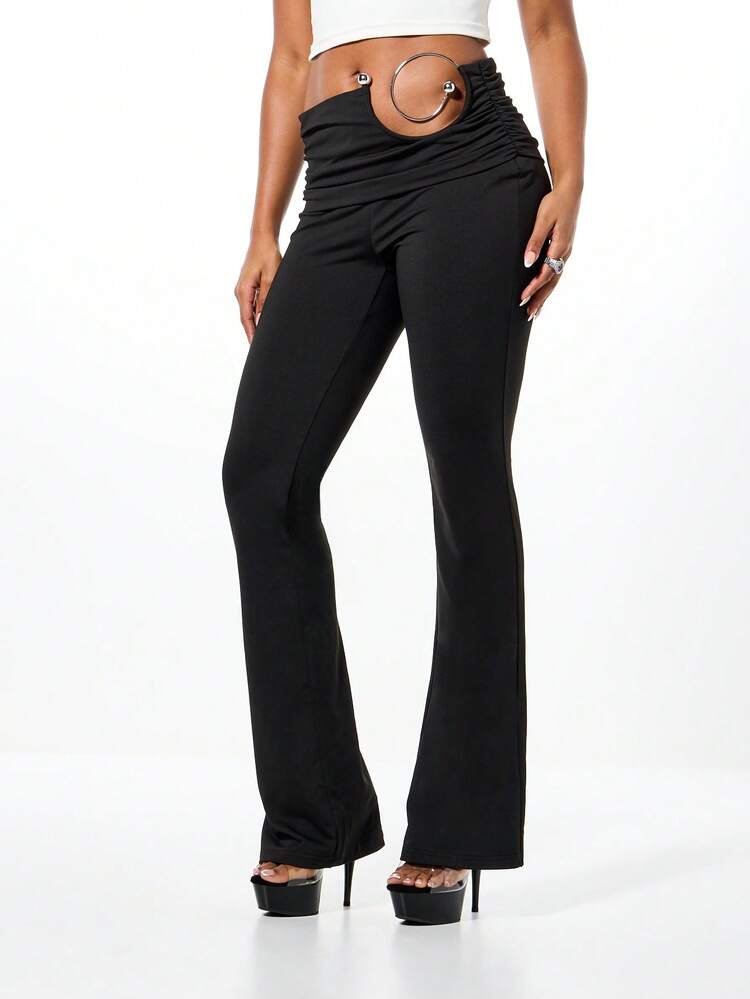 SUMWON WOMEN Jersey Flare Pants With Metal Ring