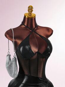 Amplova Váy ngắn hở lưng gợi cảm thời trang dự tiệc dành cho nữ - màu đen - Xem 5