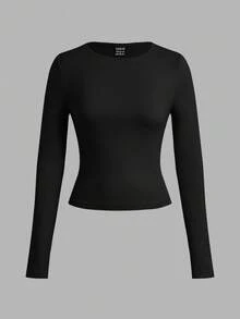 SHEIN EZwear 3 件套女士休闲宽领紧身长袖 T 恤套装，秋冬 - 彩色 - 查看 6