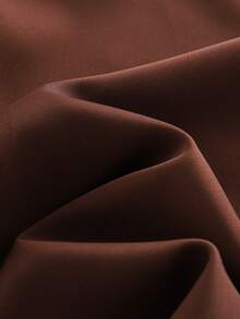 Franclia Women's Shiny Side Ruched Ruffle Collar Blouse, Casual Chic, Minimalist Elegant Style, Suitable For Work Commute Brown Blouses Coffee Brown Top Brown Long Sleeve Top Chocolate Brown Top Brown Shirts For Women - Brown - View 5