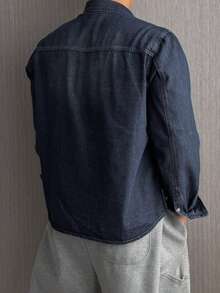 DAZY Men's Solid Dark Grey Washed Distressed Denim Jacket, Autumn