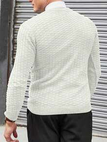 EURMUSE Einfarbiger Jacquard-strickpullover Für Herren Ohne Hemd