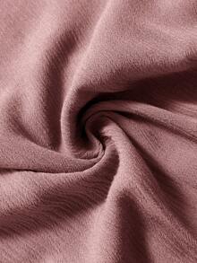 Elaquor Áo cánh tay đèn lồng xếp ly thêu khoét rỗng phía trước thời trang cho nữ cỡ lớn - Hồng - Xem 7