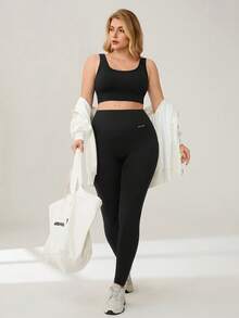 Auralis Athleisure Damen Große Größen einfarbiger High Support Schwarz Sport-BH, Schwarzer BH, Damen Sportbekleidung für alle Jahreszeiten - Schwarz - Übersicht 7