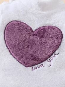 SHEIN 6 件新生儿简约时尚爱心表情毛绒长袖连体衣（含裤子和帽子）套装，家居服 - 彩色 - 查看 3