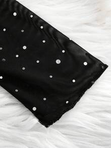 Sparklyn 女童公主风网眼黑色连衣裙，时尚优雅 - 黑色 - 查看 7