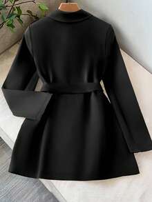 Franclia 时尚法式复古H型腰带收腰翻领驼色女秋冬风衣