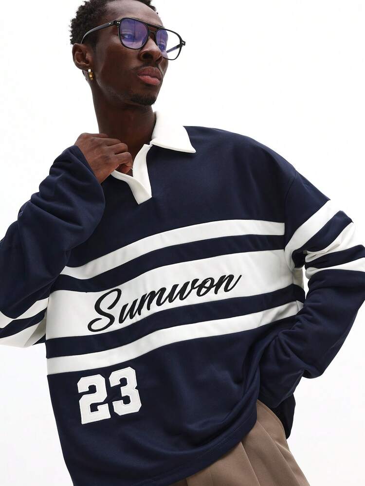 Long Sleeve Rugby Polo With Stripes