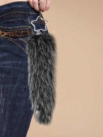 Grunge Punk 1 قطعة ذيل ثعلب مزيف من الفرو الملون بطراز جوثيك رجعي من طراز Y2K، مناسب للنساء/الفتيات للارتداء اليومي، هدية للعطلات، هالوين