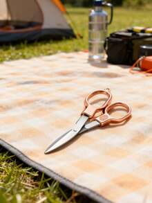 Double Circle Retro Rose Gold Folding Scissors - Portable Mini Rose Gold Scissors With Compact Design, Ideal For Private Fishing, Travel, Home Use, Lightweight & Easy To Carry, Sharp Rose Gold Blade For Precise Cutting - Rose gold - View 6