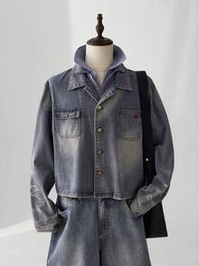 ESTAVOR Men's Casual Retro Denim Jacket, Autumn - Light Wash - View 3