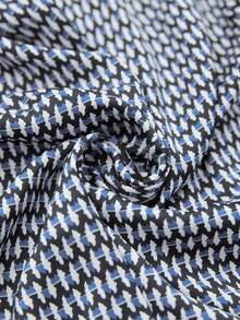 Aveloria Modichic 隐形纽扣全印花长款衬衫，女士休闲纽扣长袖领超大长款多色主教袖衬衫女式衬衫，春秋季，休闲日常穿着纽扣衬衫女式 - 藍色 - 查看 6