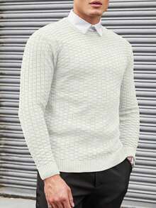 EURMUSE Einfarbiger Jacquard-strickpullover Für Herren Ohne Hemd