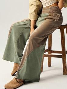 Bohemela 女式休闲针织拼接宽松阔腿裤 - 彩色 - 查看 2