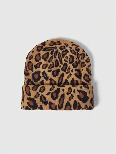 Goth 1 pièce Bonnet cache-oreilles imprimé léopard style Y2K chaud, style vintage rétro, polyvalent pour les vacances, l'école, les rendez-vous, Halloween, Noël et plus encore