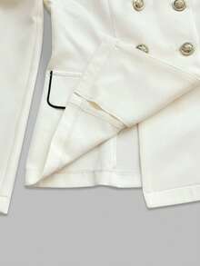 GlowEve 撞色饰边西装外套 + 高腰裤 - 杏色 - 查看 7