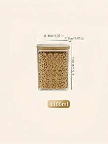Recipiente hermético cuadrado para almacenamiento de alimentos con tapa de bambú - Canister transparente para cereales/té de cocina - transparente - Ver 10