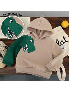 Pixure 男婴针织恐龙图案连帽休闲卫衣，长袖上衣，卫衣，男婴服装，恐龙服装，恐龙卫衣，连帽卫衣，婴儿卫衣 - 彩色 - 查看 4