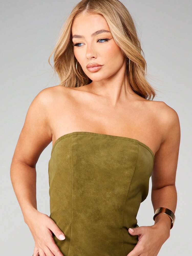 MISSGUIDED Minivestido palabra de honor con detalle de costura para Navidad