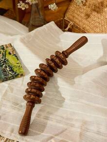 Cirelle Wood Therapy Massage Roller Tools,Manual Massage Roller Stick For Body Sculpting,Lymphatic Drainage,Cellulite Massage & Wooden Muscle Roller Stick For Waist And Thigh, Stomach Rolling,School,Back To School,Travel,Travel Essentials,Home Essentials,Spa,Massage Tool,Massage,Massager,Spa - Coffee Brown - View 2