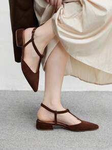 CUCCOO BIZCHIC Women's Pointed Toe Buckle Design Fashion Daily Wear Chunky Heel Pumps