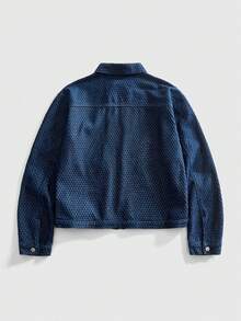 ROMWE MEN Men's Solid Color Zipper Pocket Casual Versatile Denim Jacket - Blue - View 9