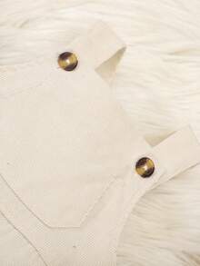 SHEIN Bộ quần yếm nhung kẻ caro 2 món cho bé trai sơ sinh, Bộ quần yếm nhung kẻ caro cho trẻ sơ sinh, Trang phục thường ngày mùa thu/đông cho bé trai, Quần áo trẻ sơ sinh màu be trung tính, Bộ áo sơ mi kẻ caro cho bé trai sơ sinh 6 tháng - 3 tuổi - Màu be - Xem 6