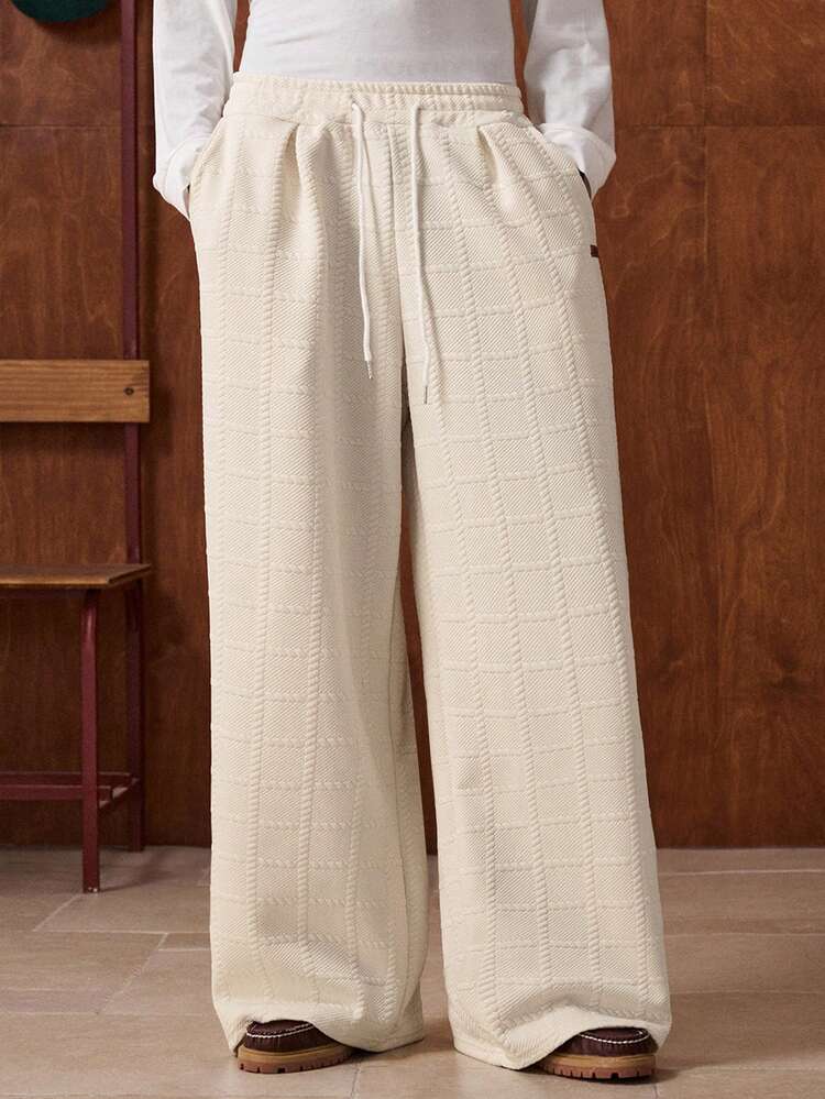 SWAVVY 男士休闲宽松抽绳腰贴袋运动裤 - 杏色 - 查看 4