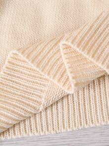 SHEIN 1 件男童复古风格开衫，复古绞花针织，双排扣，经典条纹 V 领，常规袖，整齐下摆，浅灰色经典针织毛衣，百搭休闲夹克，做工精良，适合春秋季 - 杏色 - 查看 7