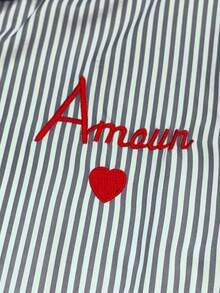 Franclia Classic Striped Long Sleeve Shirt, Delicate Embroidered Pattern, Loose & Comfortable Fit - Multicolor - View 3