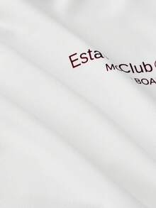 ESTAVOR 男士休闲撞色字母印花短袖 T 恤，夏季 - 白色 - 查看 9