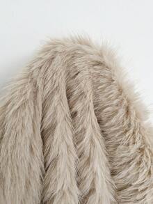 Auralis 大码女装秋冬时尚优雅宽松舒适日常百搭杏色人造毛皮马甲外套女士冬装冬装 - 杏色 - 查看 8