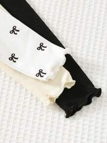 Cozy Pixies 3pcs Baby Girl Solid Color Knit Soft Round Neck Long Sleeve Ruffle Hem Pullover Sweater Set - White - View 5