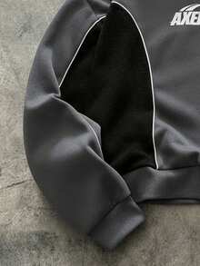 AXEPEAK Men's Casual Contrast Color Patchwork Hoodie, Autumn/Winter, Long Sleeve Top - Dark Grey - View 4