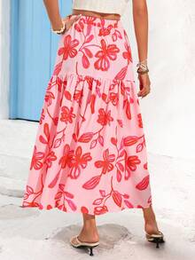 Vivid Eden 女士松紧腰宽松波西米亚印花半身裙，度假，夏季，沙滩粉色半身裙 - 彩色 - 查看 5