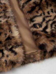 Airlisse Fashionable Animal Print Faux Fur Coat, Autumn/Winter - Multicolor - View 7