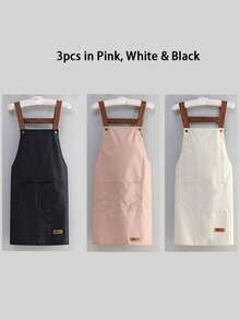1/2pcs Waterproof And Oil-Proof Cooking Apron With Pockets, Suitable For Men And Women - Multicolor - View 25