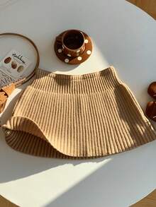 Comfortcana 女式驼色罗纹迷你休闲针织毛衣裙，秋冬 - 駝色 - 查看 7