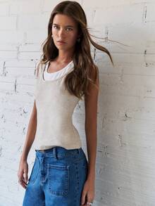 Nöista 双层效果背心，袖口较宽。 - 杏色 - 查看 8