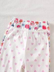 4pcs Girls Cartoon Graphic Long Sleeve Top And Leggings Casual Comfortable Homewear Set, Spring/Autumn Girls Cute Set Girl Sleep Wear Pjamas Set Summer For Girl Kid Girl Pajama Sets Cute Sleepwear,Snug Fit - Pink - View 3