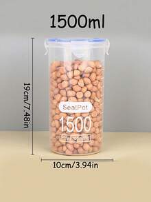 Airtight Grain Storage Container Plastic Food Canister With Locking Lid, Clear Dry Goods Organizer For Flour, Rice & Cereal | Kitchen Pantry Essentials - Clear - View 9
