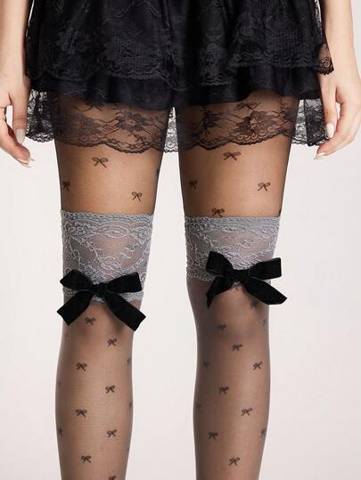 Kawaii 1 pièce Bas transparents blancs à pois à la mode, collants/leggings d'été fins pour femmes