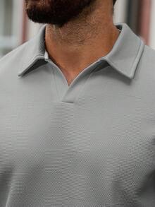 Manfinity CasualCool Textured Fabric Men's Casual Polo Shirt Men Short Sleeve Casual Polo Shirt Men Polo Shirts Grey Shirt Men Men Golf Shirt Men Short Sleeve Gray Shirt