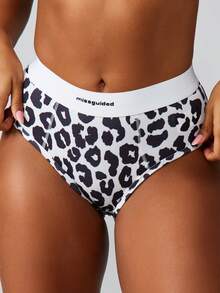 MISSGUIDED 豹纹高腰三角内裤，腰带舒适，适合日常穿着 - 黑與白 - 查看 4
