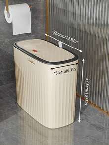 1pc Slim Garbage Can With Lid, Ideal For Bathroom & Narrow Spaces,Light Luxury Slit Trash Can,Kitchen,Bathroom,Home,Household Supplies