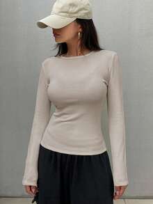 FRIFUL Damen Lässig einfarbiges thermisch gefüttertes Engtrikot, Herbst/Winter