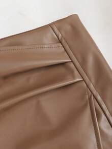 Sweetra 女士性感紧身迷你裙，纯黑色，复古美式风格，适合所有季节 - 棕色 - 查看 4